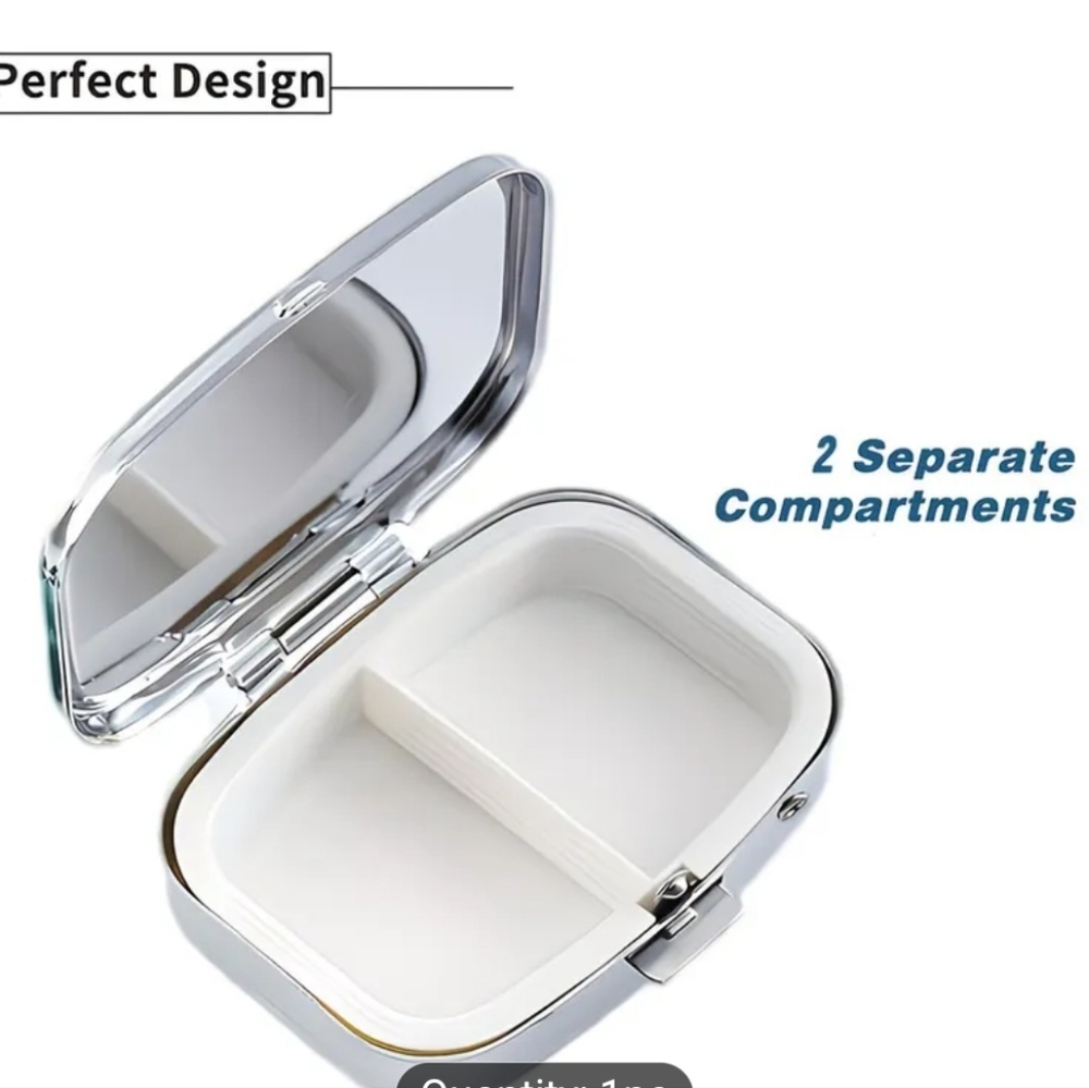 🆕️💊☠️SUGAR SKULL PORTABLE METAL PILL BOX ORGANIZER WITH MIRROR☠️💊 - Picture 9 of 13